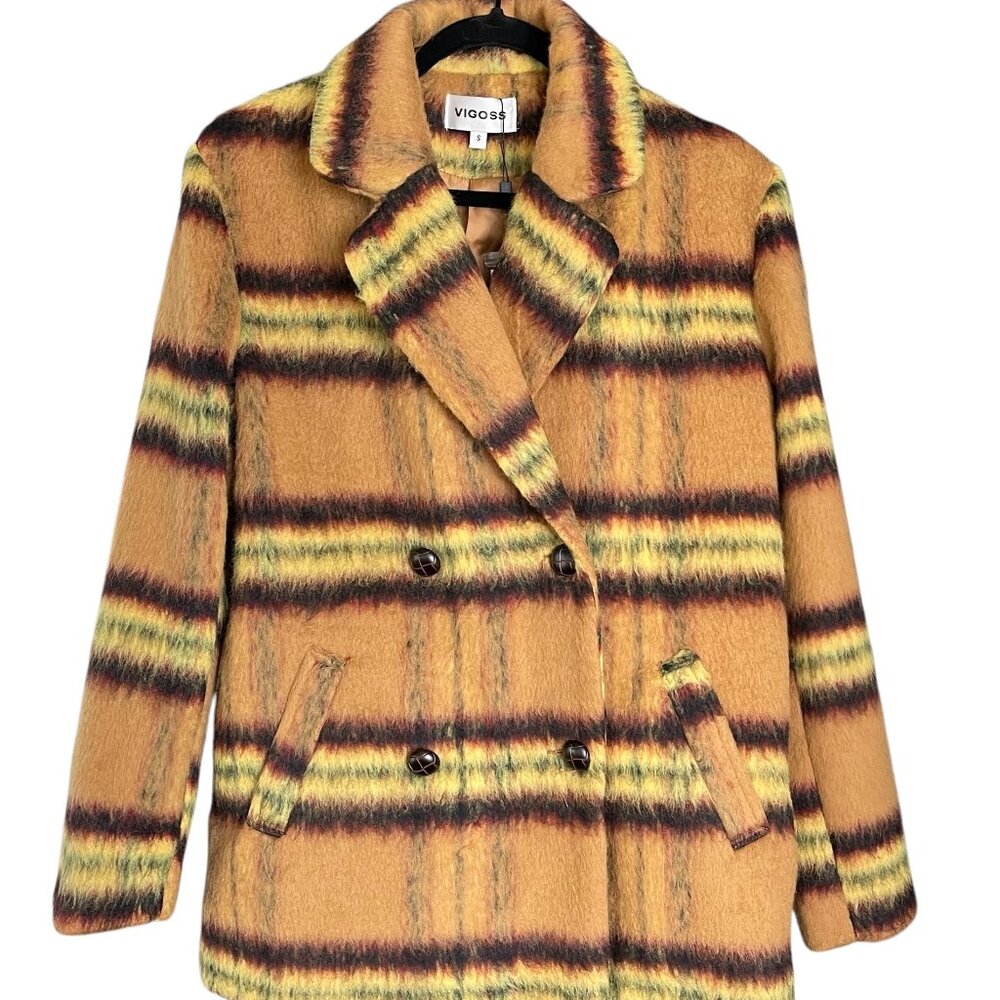 VIGOSS Women's Plaid‎ Pea Coat